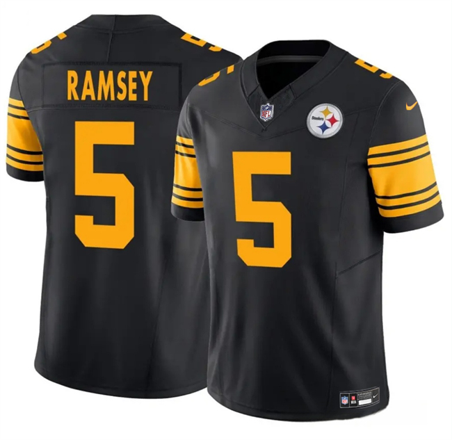 Youth Pittsburgh Steelers #5 Jalen Ramsey Black 2024 F.U.S.E. Color Rush Limited Stitched Football Jersey